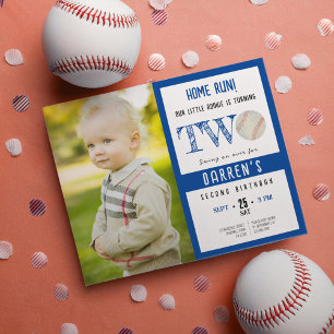 Papier Budget Cute Baseball Photo Boy 2e anniversaire Inv
