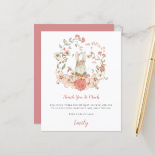Papier Budget Cute Bunny Coral Baby shower Merci