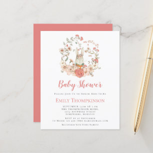 Papier Budget Cute Bunny Coral fille Baby shower Invitati