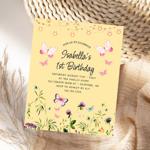 Papier Budget Cute Fleur sauvage 1er anniversaire Invitat