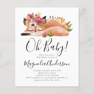 Papier BUDGET Cute Fox Oh Baby shower Invitation