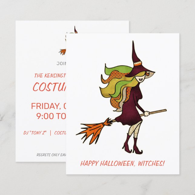 Papier Budget Cute Happy Halloween sorciers Party (Devant / Derrière)