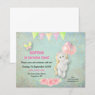 Papier Budget Cute Unicorn Première Invitation Anniversai