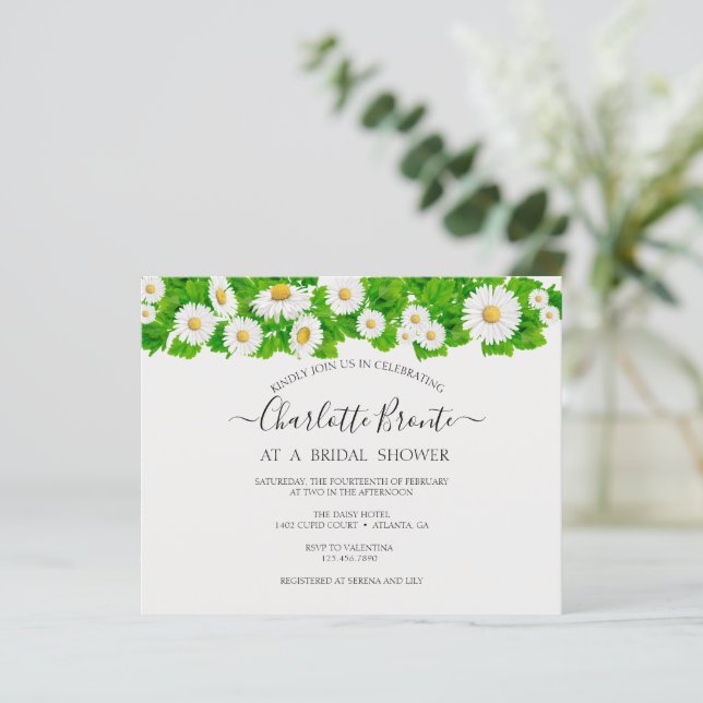 Papier Budget Daisies Invitation à la douche nuptiale (Debout devant)