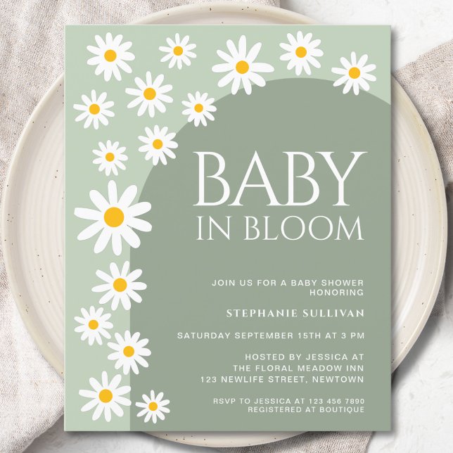 Papier Budget Daisy Baby In Bloom Baby shower Invitation (Créateur téléchargé)
