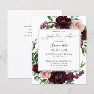 Papier Budget Dark Burgundy & Pink Floral Graduation Part