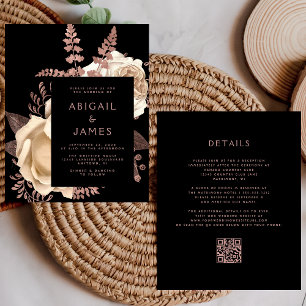 Papier Budget Dark Floral Rose or QR Code Mariage