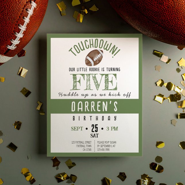Papier Budget de football Rookie Anniversaire Invitation (Créateur téléchargé)