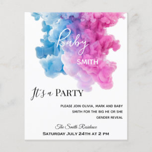 Papier Budget de la fumée rose bleue sexe invitation