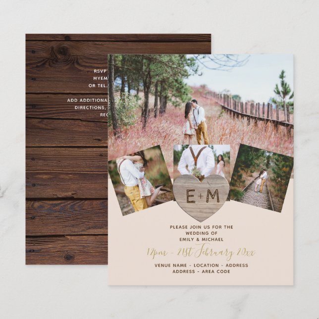 Papier BUDGET DE LA PHOTO COLLAGE EN Bois Rustique (Devant / Derrière)