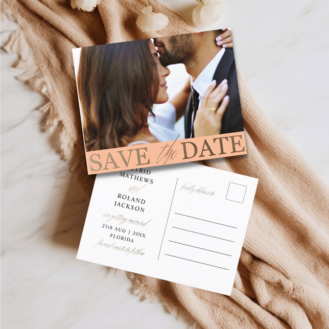 Papier Budget de sauvegarde de date Faux or et pêche (Créateur téléchargé)