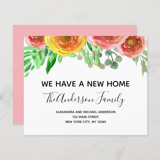 Papier Budget Déplacement Faire-part Floral Blush Rose (Devant / Derrière)