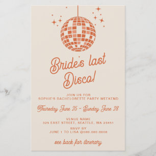 Papier Budget Dernier Disco Itinéraire Bachelorette Party