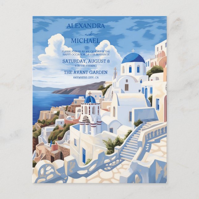 Papier Budget Destination Grèce Mariage Santorini (Devant)