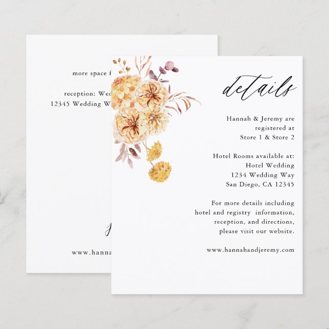 Papier Budget : détails bohèmes floraux jaune doré (Devant / Derrière)