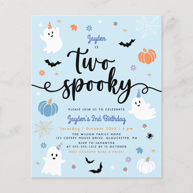 Papier Budget Deux Blue Éffrayant Halloween Boy 2e annive (Devant)