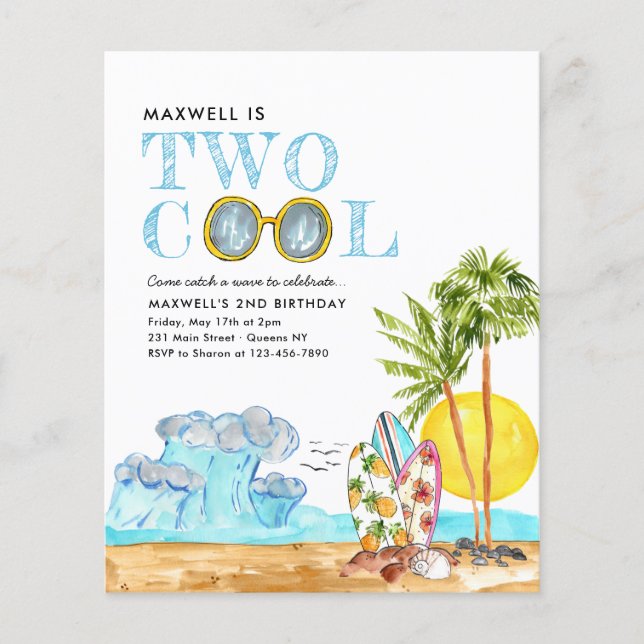 Papier Budget Deux Cool Surfing Beach Waves 2e anniversai (Devant)