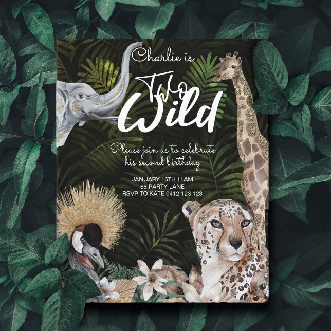 Papier BUDGET Deux Forêt d'or sauvage Invitation Annivers (Créateur téléchargé)