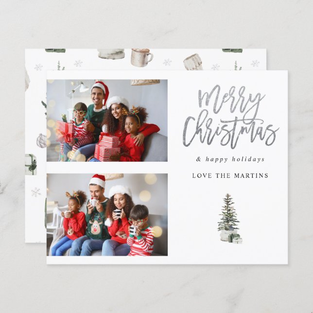 Papier Budget Deux photo Arbre de Noël moderne (Devant / Derrière)