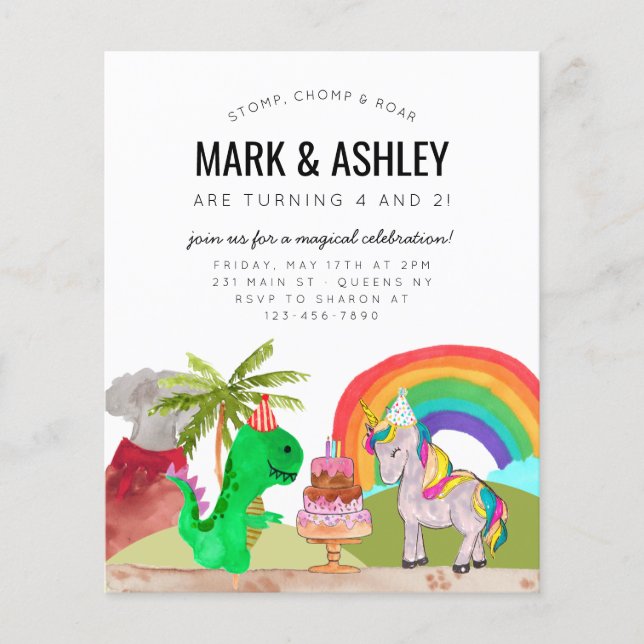 Papier Budget Dinosaur Unicorn Cake Cake Candle Joint Ann (Devant)