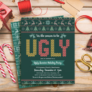Papier Budget Doux Sucre moche Noël Invitation vert