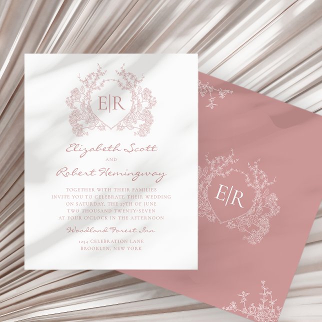 Papier BUDGET Dustet rose Floral Crest Mariage (Créateur téléchargé)
