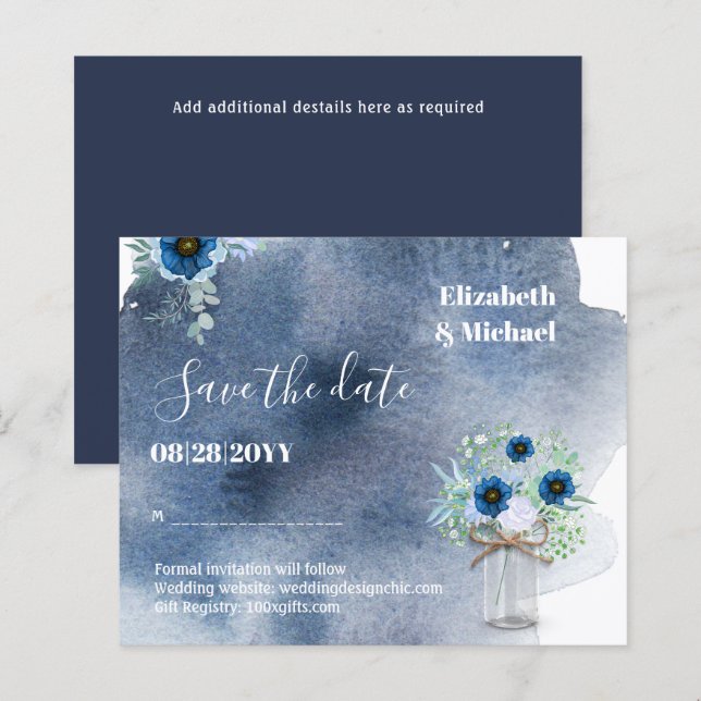 Papier BUDGET Dusty Bleu Dates de sauvegarde Monochromati (Devant / Derrière)