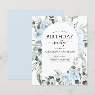 Papier Budget Dusty Blue Anniversaire Fête Florale Invita