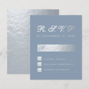 Papier Budget Dusty Blue Argent Calligraphie Mariage RSVP