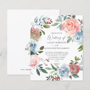 Papier Budget Dusty Blue Baby & Blush Pink Floral Mariage