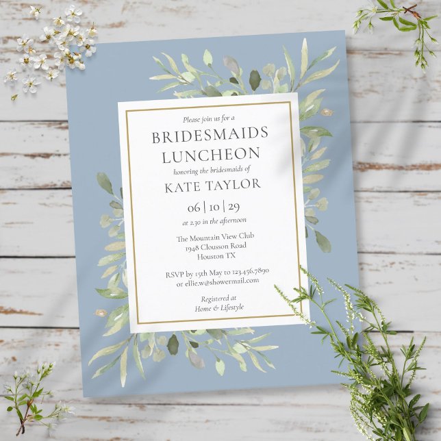 Papier Budget Dusty Blue Bridesmaitres Invitation de déje (Créateur téléchargé)