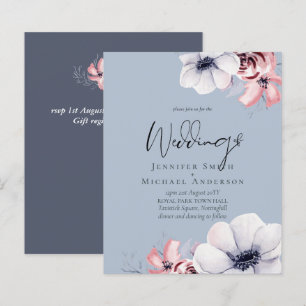Papier Budget Dusty Blue Coral Floral Script Mariage