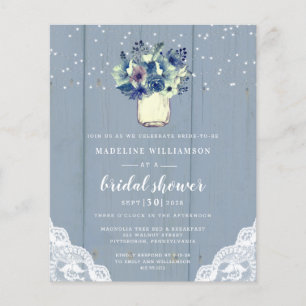 Papier Budget Dusty Blue dentelle nuptiale invitation dou