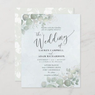 Papier Budget Dusty Blue Eucalyptus Mariage d'aquarelle