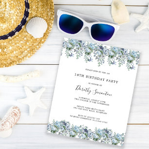 Papier Budget Dusty Blue Floral 18e anniversaire Invitati