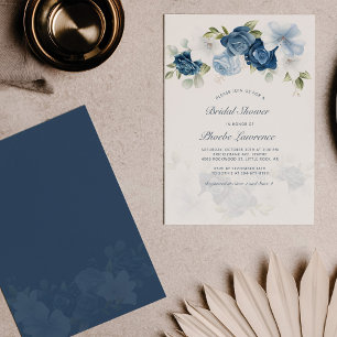 Papier Budget Dusty Blue Floral Bridal Shower Invitation