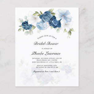 Papier Budget Dusty Blue Floral Bridal Shower Invitation