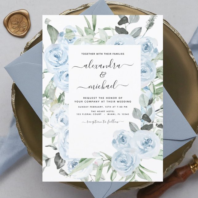 Papier Budget Dusty Blue Floral Mariage (Créateur téléchargé)