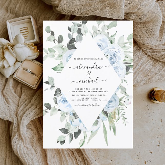 Papier Budget Dusty Blue Floral Mariage (Créateur téléchargé)
