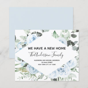 Papier Budget Dusty Blue Floral Moving Faire-part