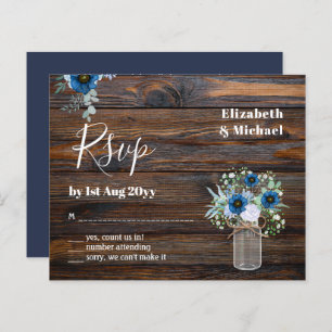 Papier BUDGET Dusty Blue Floral RSVP Rustique Mariage
