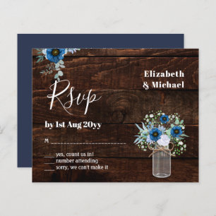 Papier BUDGET Dusty Blue Floral RSVP Rustique Mariage