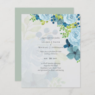 Papier Budget Dusty Blue Flowers Sage Mariage