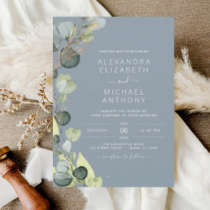 Papier Budget Dusty Blue Greenery Eucalyptus Mariage