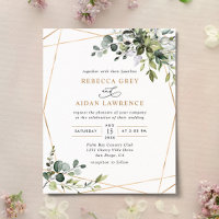 Budget Dusty Blue Greenery Gold Faire-part de mari