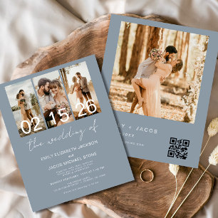 Papier Budget Dusty Blue Le Mariage de Photo Code QR