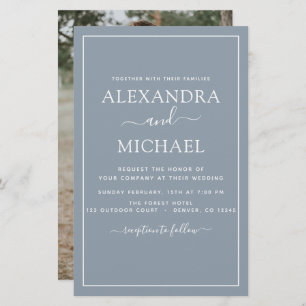Papier Budget Dusty Blue Mariage avec invitation photo