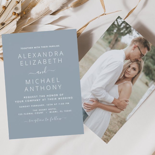 Papier Budget Dusty Blue Mariage avec invitation photo (Créateur téléchargé)