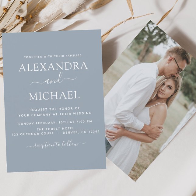 Papier Budget Dusty Blue Mariage avec invitation photo (Créateur téléchargé)