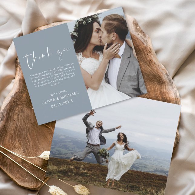 Papier Budget Dusty Blue Mariage photo Merci (Créateur téléchargé)